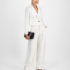 INC International Concepts White Pinstripe Wide Leg Slacks Size: 18 NEW